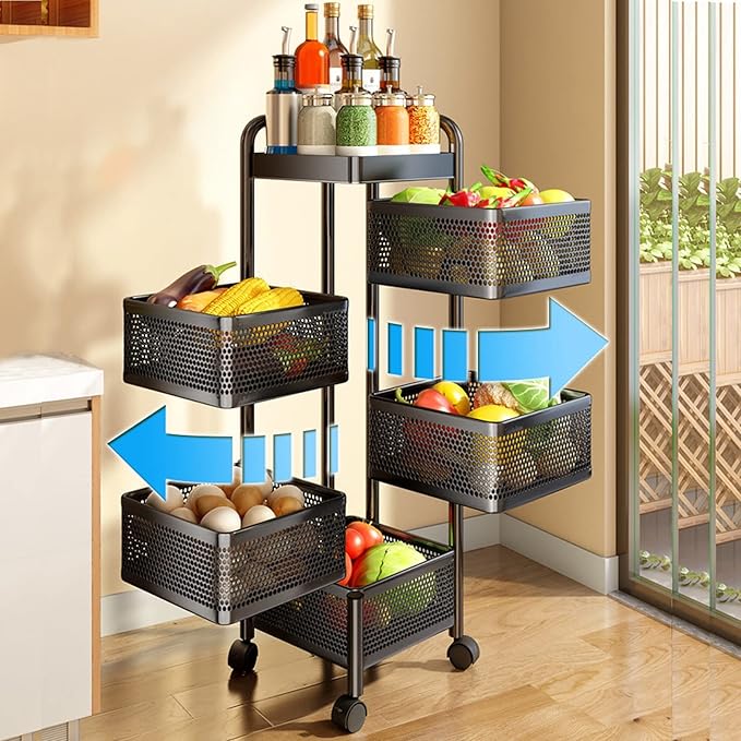 Carrito Organizador de 5 Canastas Cuad